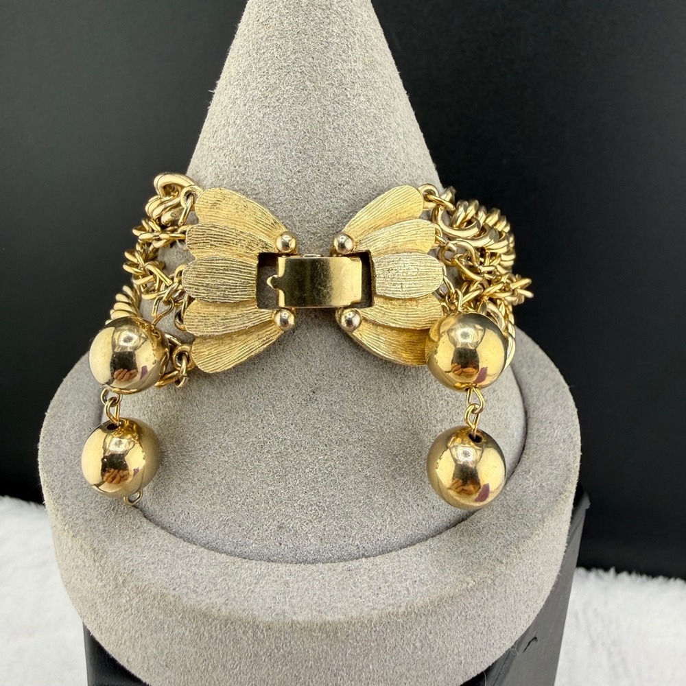 Vintage Kramer of New York Bracelet Gold Tone Multi-Strand Wing Clasp 7"